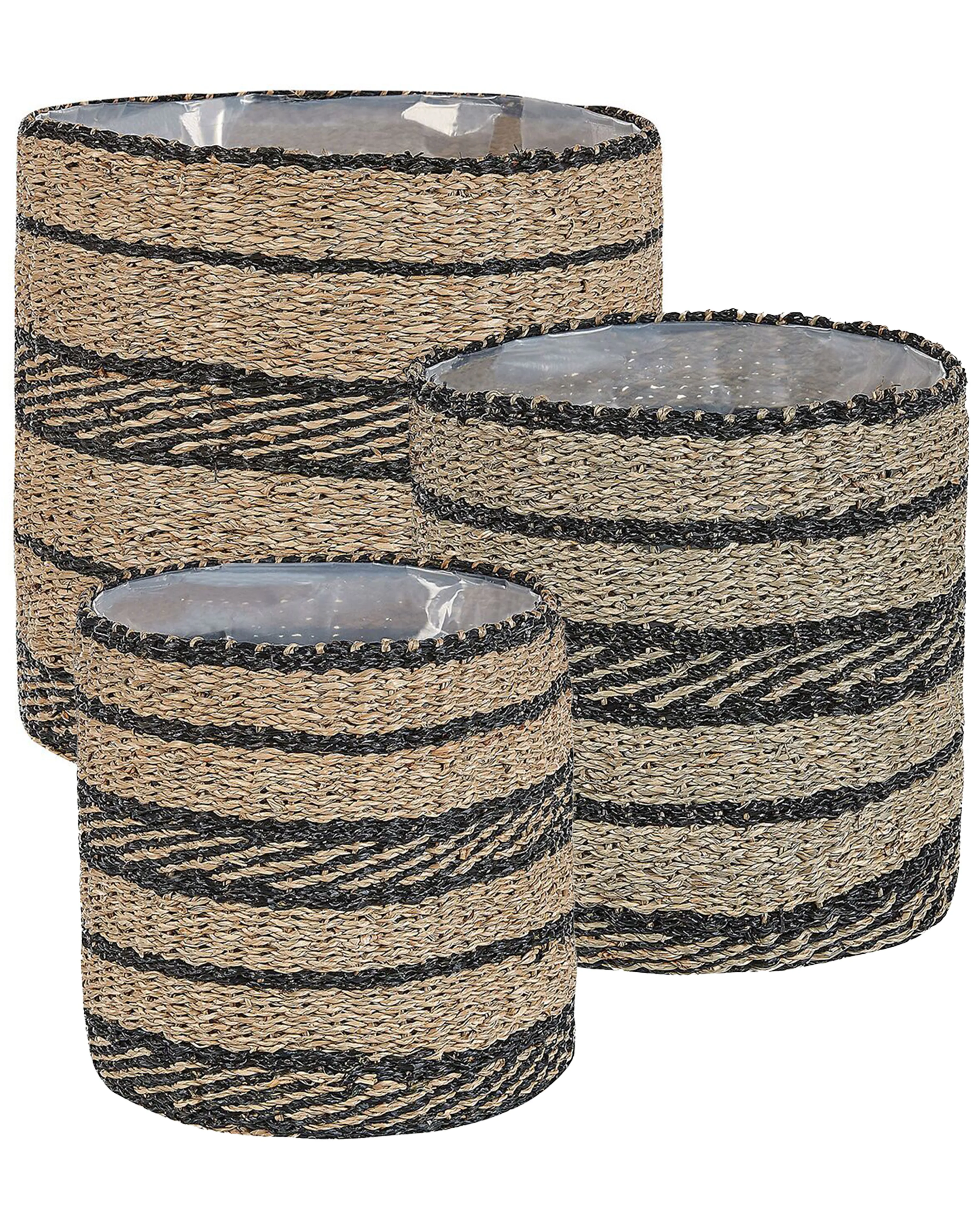 Set van 3 bloempotten RASBORA Zeegras 35/31/27 cm Zwart