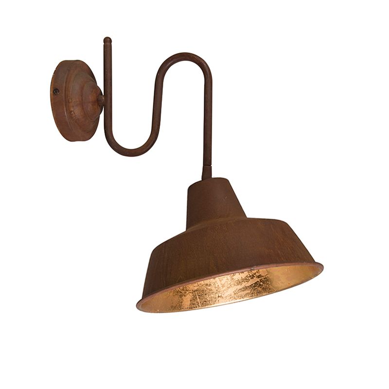 Industriële wandlamp roest met gouden binnenkant - Factory