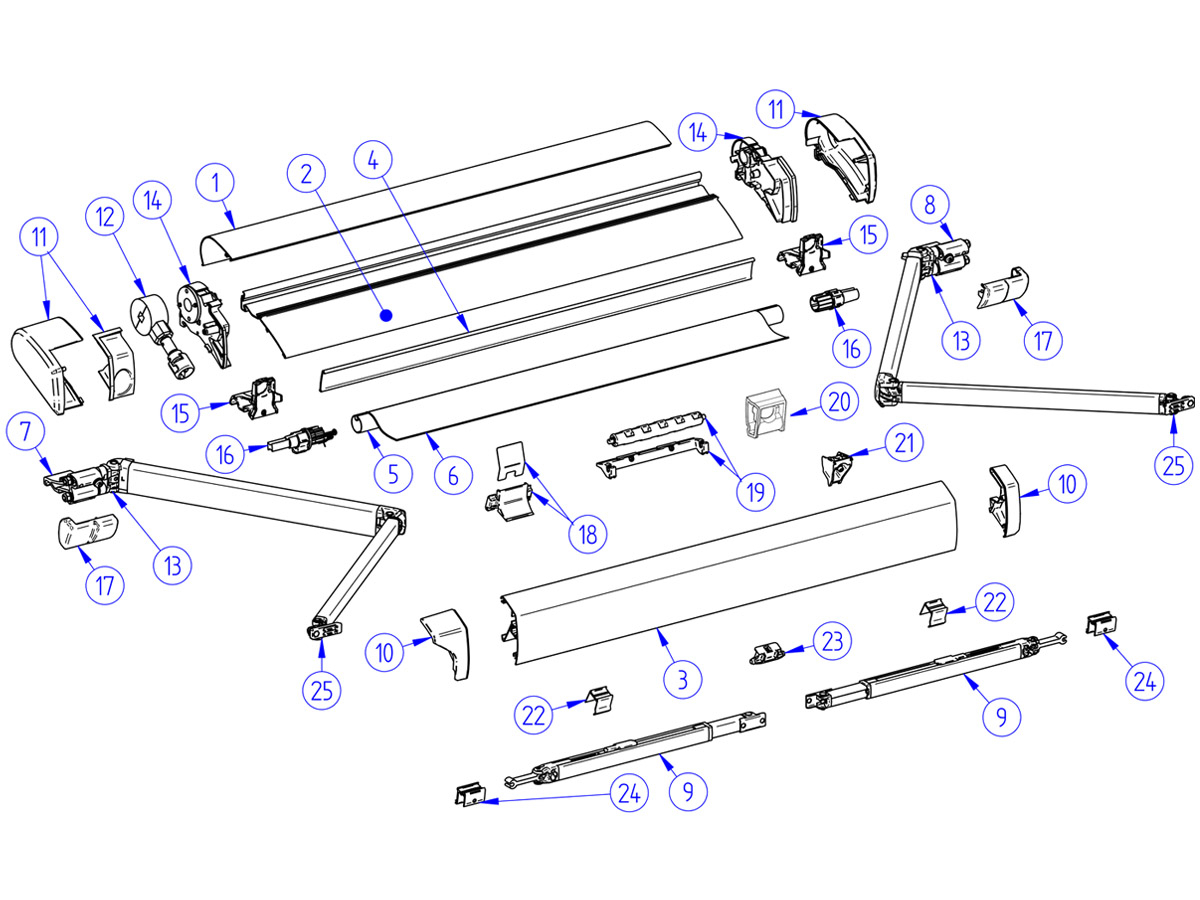 Thule Omnistor set eindkappen cassette 6200 wit