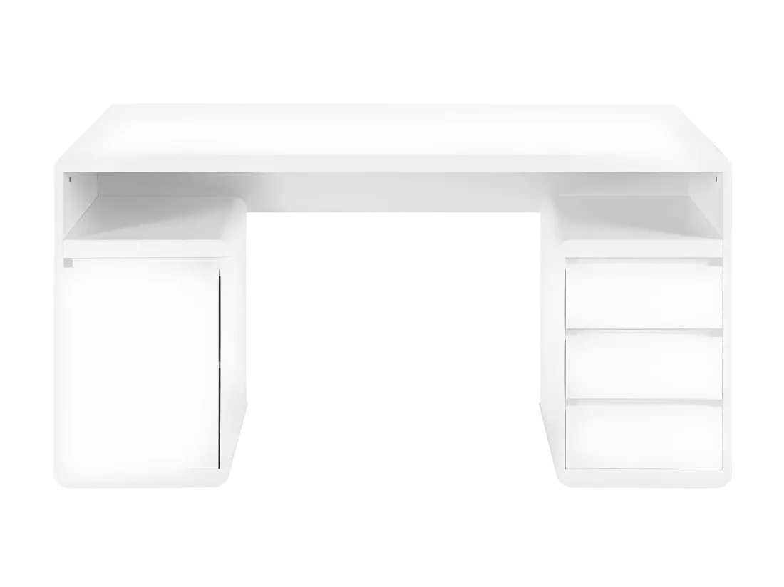 Bureau avec rangements SERGUEI - MDF laqué blanc