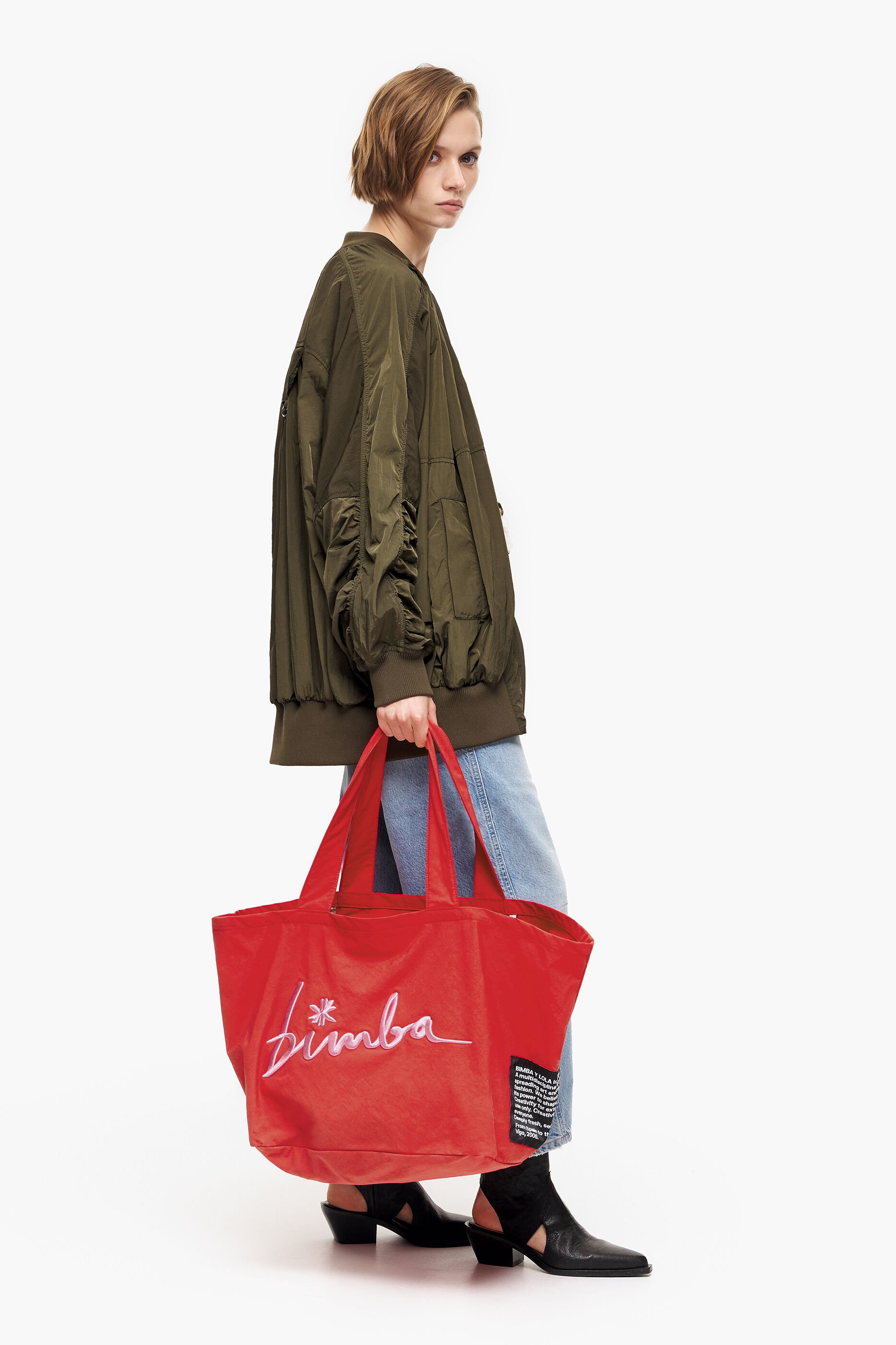 Sacola de compras tamanho XL em náilon vermelho