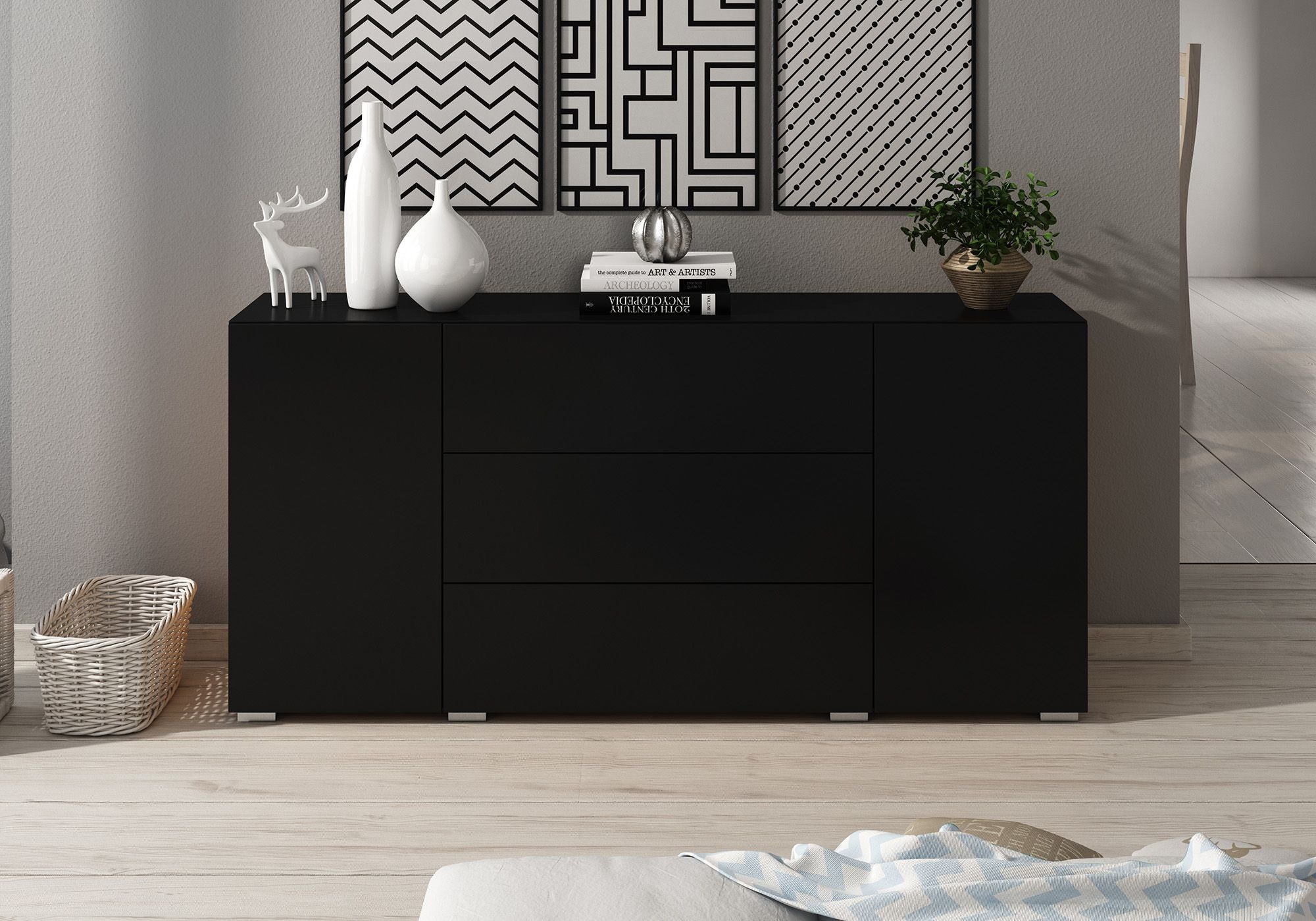 Bonzo - Dressoir - Zwart - 150x39x68 cm