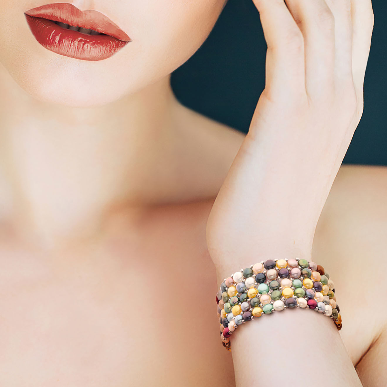 Pearl Addict Bracelet 5 rangs Perles d'Eau Douce multicolores