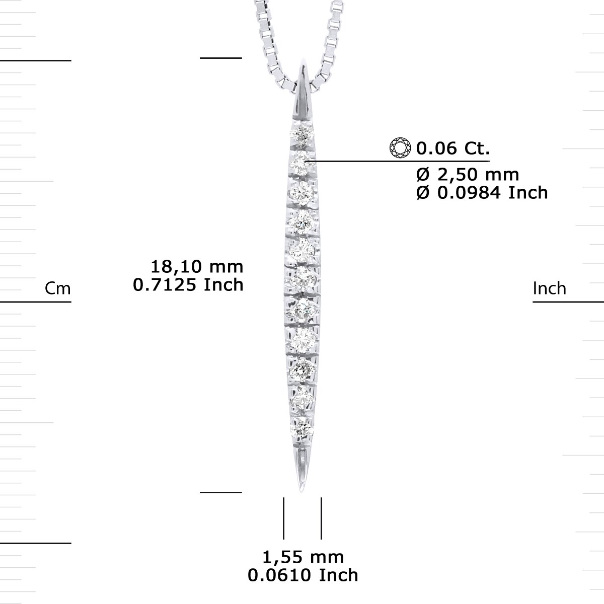 Collier Diamants 0,060 Cts Or Blanc 18 Carats