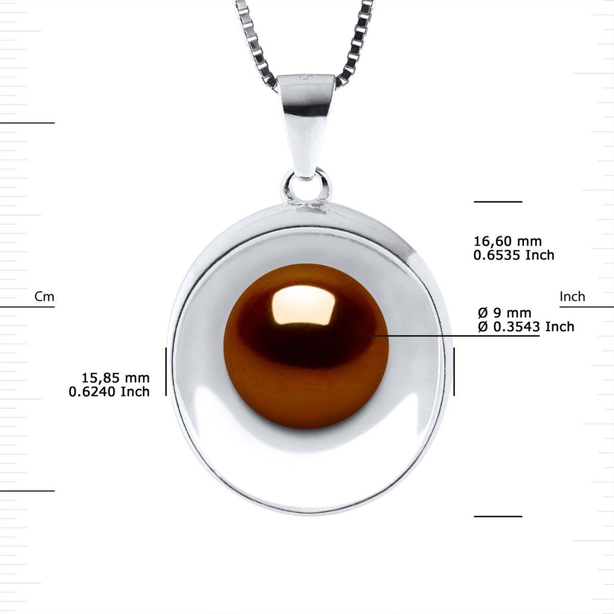Collier REFLETS Perle d'Eau Douce 9-10 mm Chocolat Argent 925