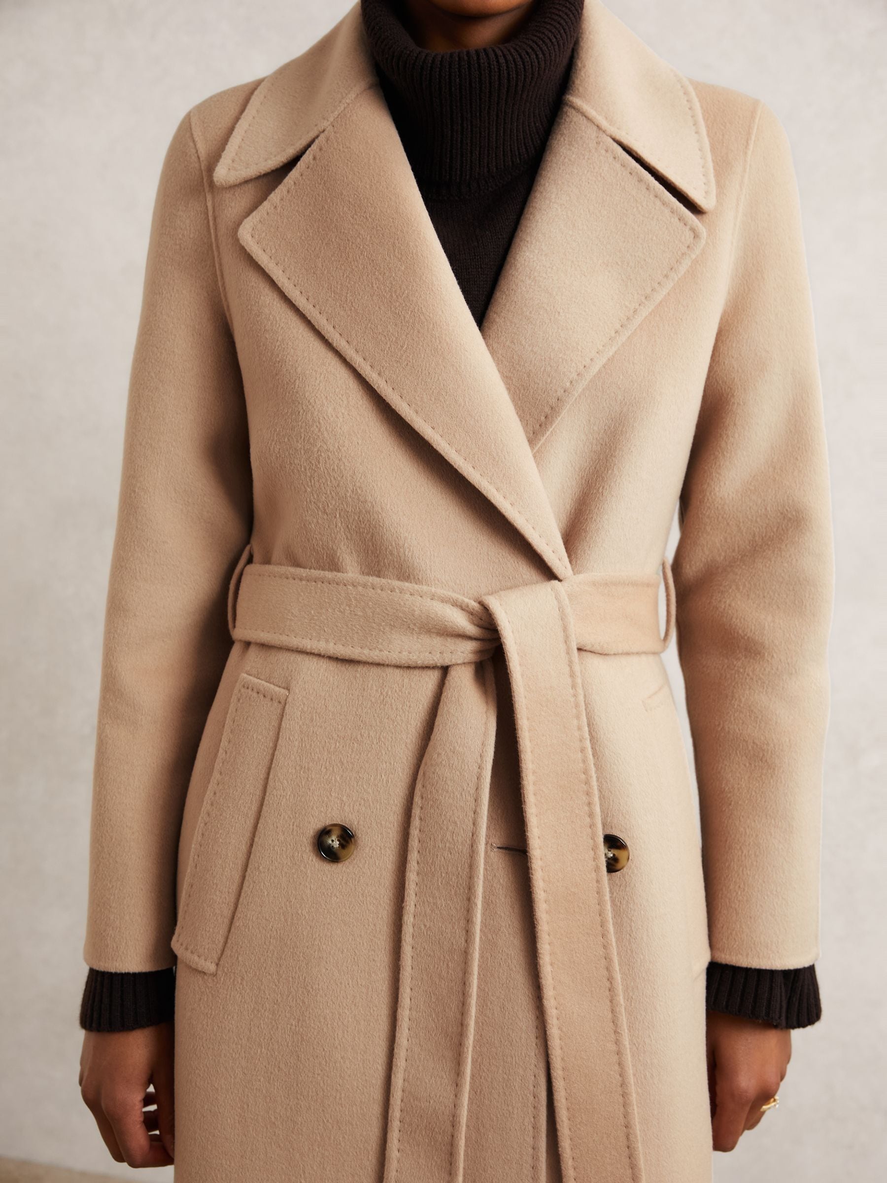 Neutraal - Reiss Rene Double-Breasted Blindseam Coat Wool-Blend