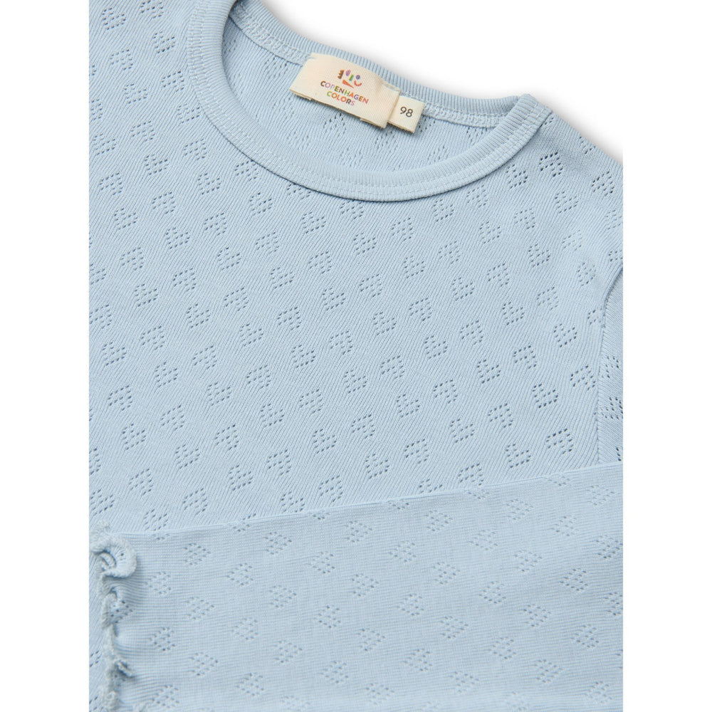 Køb COPENHAGEN COLORS Dusty Blue Pointelle Heart Ls Tee
