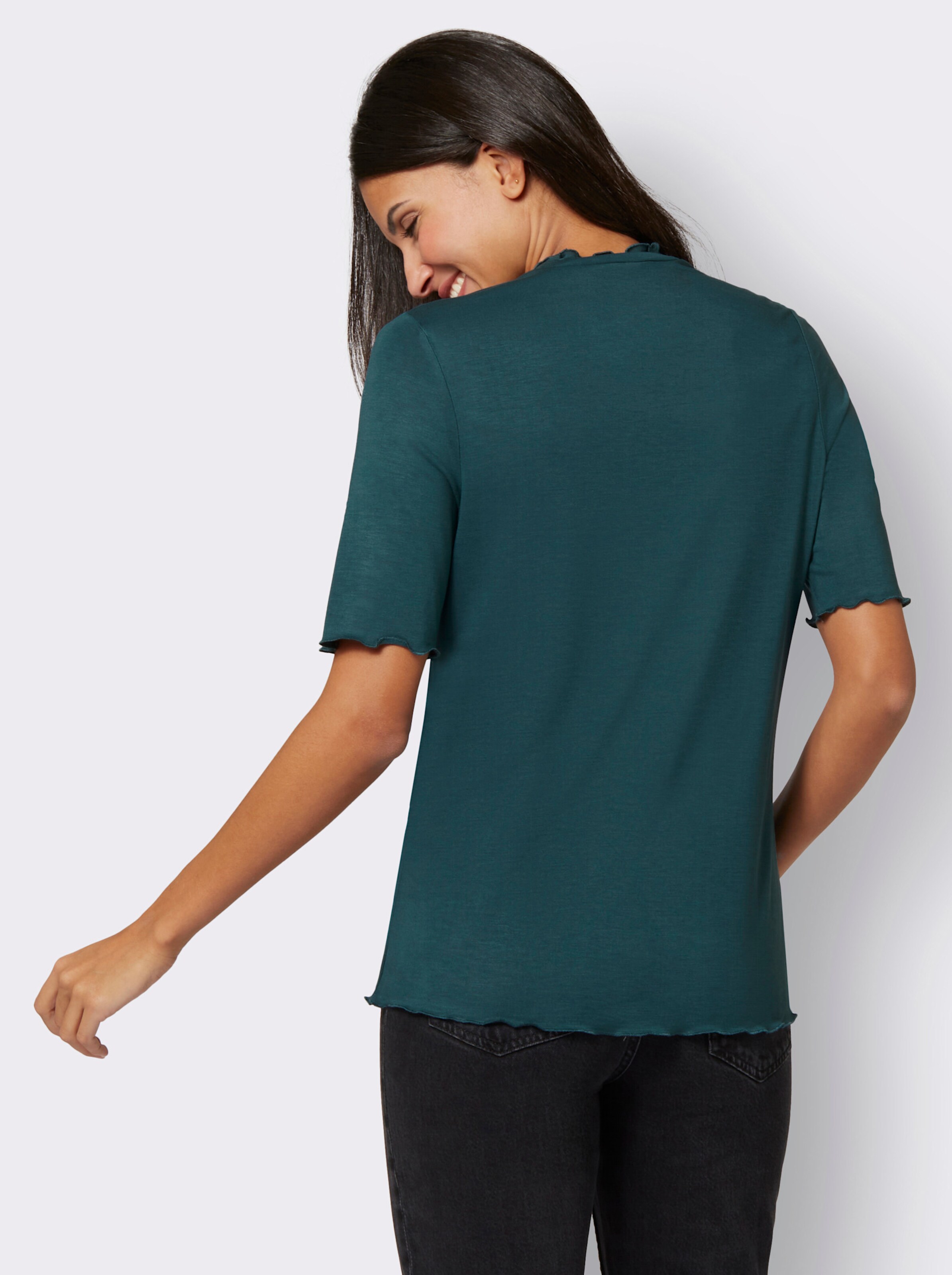 Kurzarmshirt mit Stehkragen
