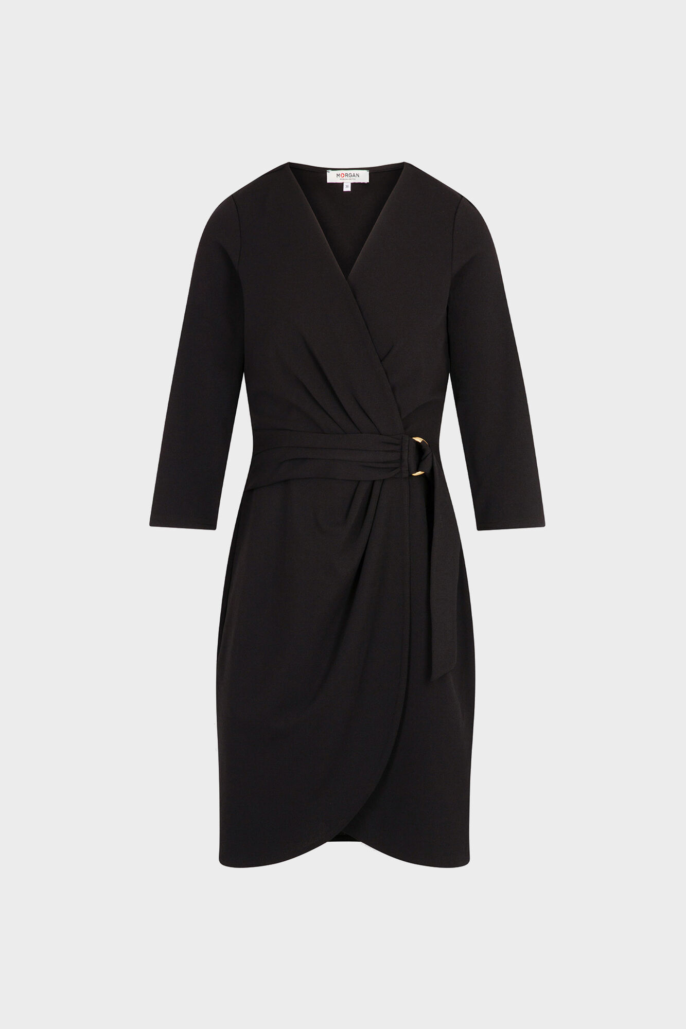 Vestido com fivela cruzada - Preto