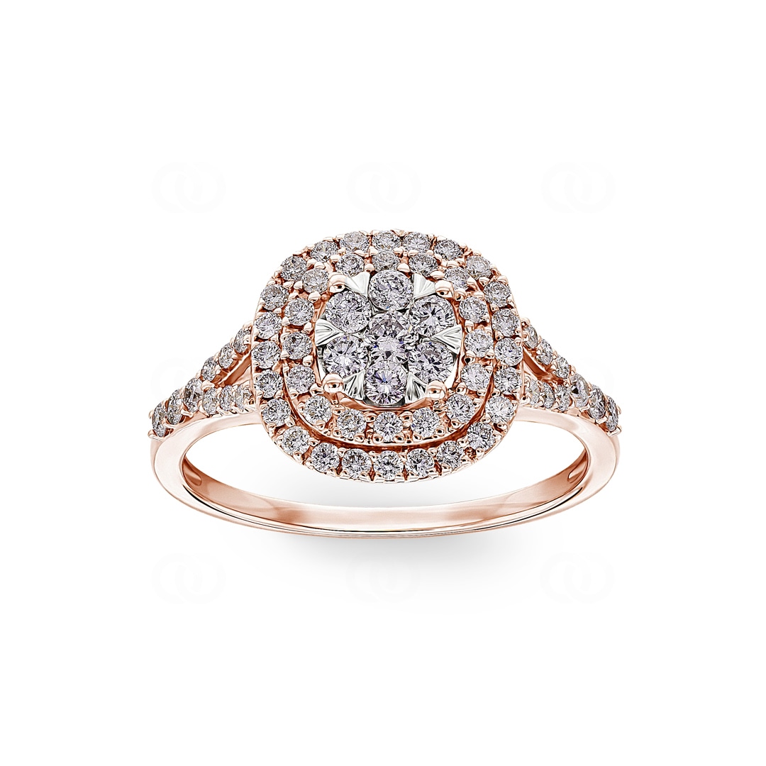 0.80 Karat Diamanten Halo Damenring 750/18 K Roségold