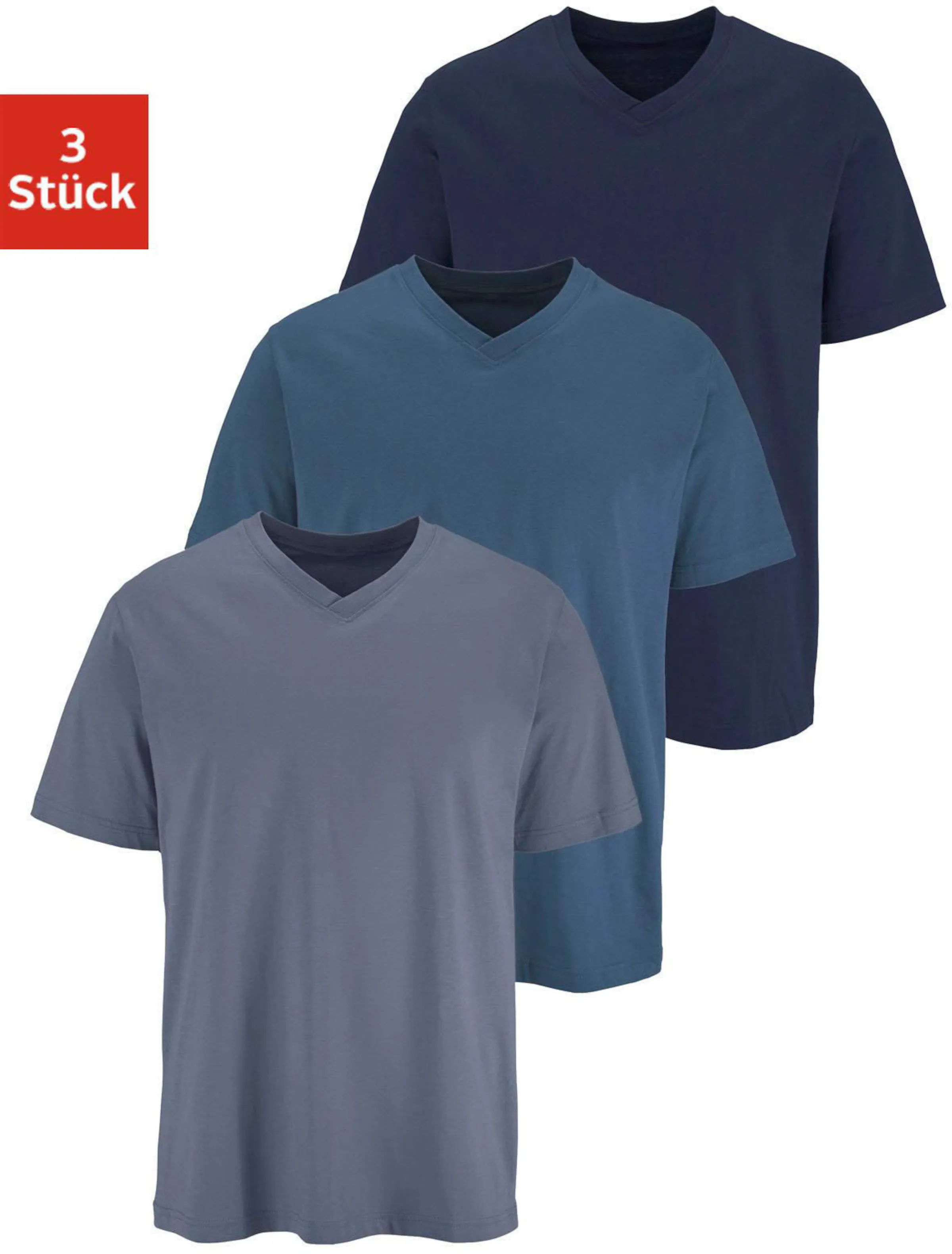 H.I.S T-Shirt in dunkelblau, mittelblau, graublau