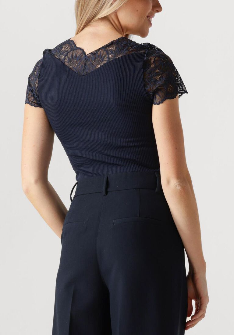 donkerblauwe rosemunde top beatha capsleeve