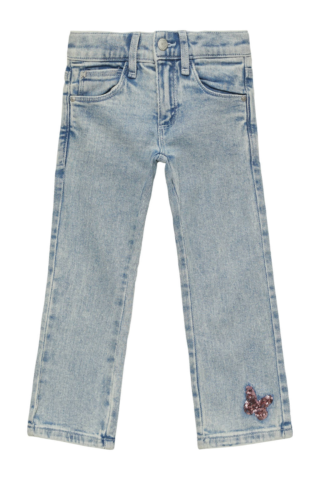 s.Oliver wide leg jeans met printopdruk light blue denim