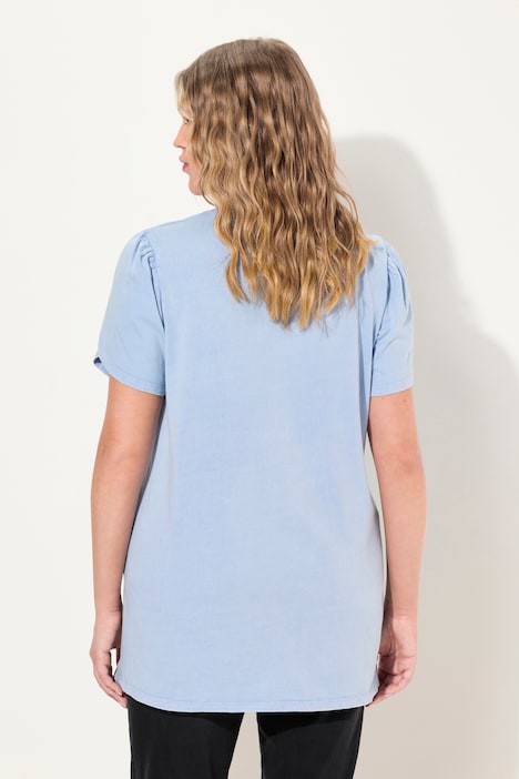 T-Shirt, cold dyed, A-Linie, Rundhals, Halbarm