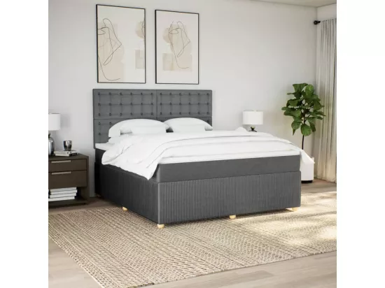 Sommier à lattes de lit avec matelas Gris foncé 180x200cm Tissu