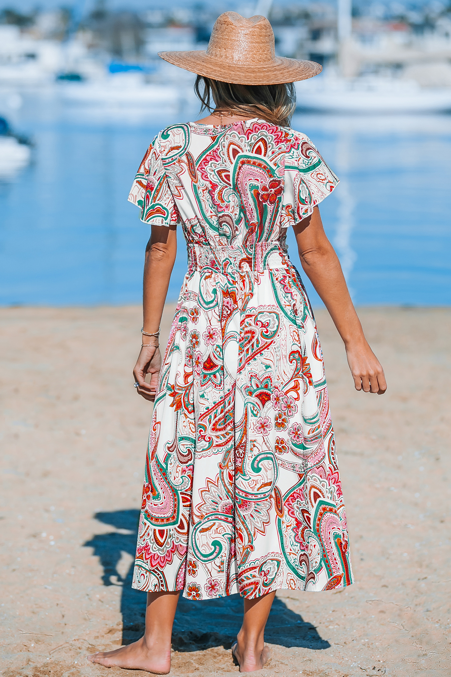 Robe maxi plissée paisley