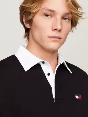 Camisa de rugby oversized com emblema Terry