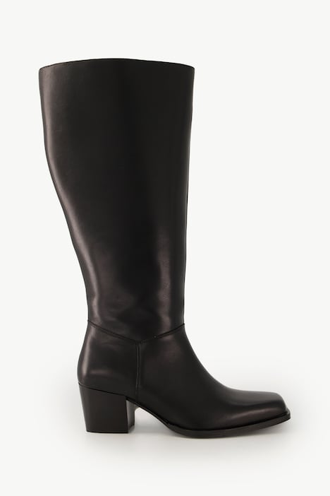 Lederstiefel, XXXL-Schaft, Elastikeinsatz, Weite H