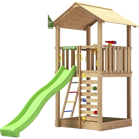 Jungle Gym Sierra legetårn komplet inkl. grøn rutsjebane