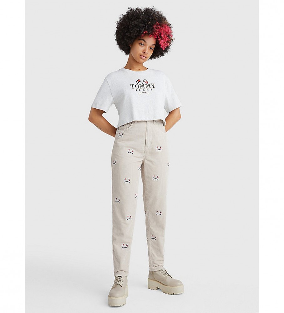 Botas de plataforma Tommy Jeans em couro acolchoado bege