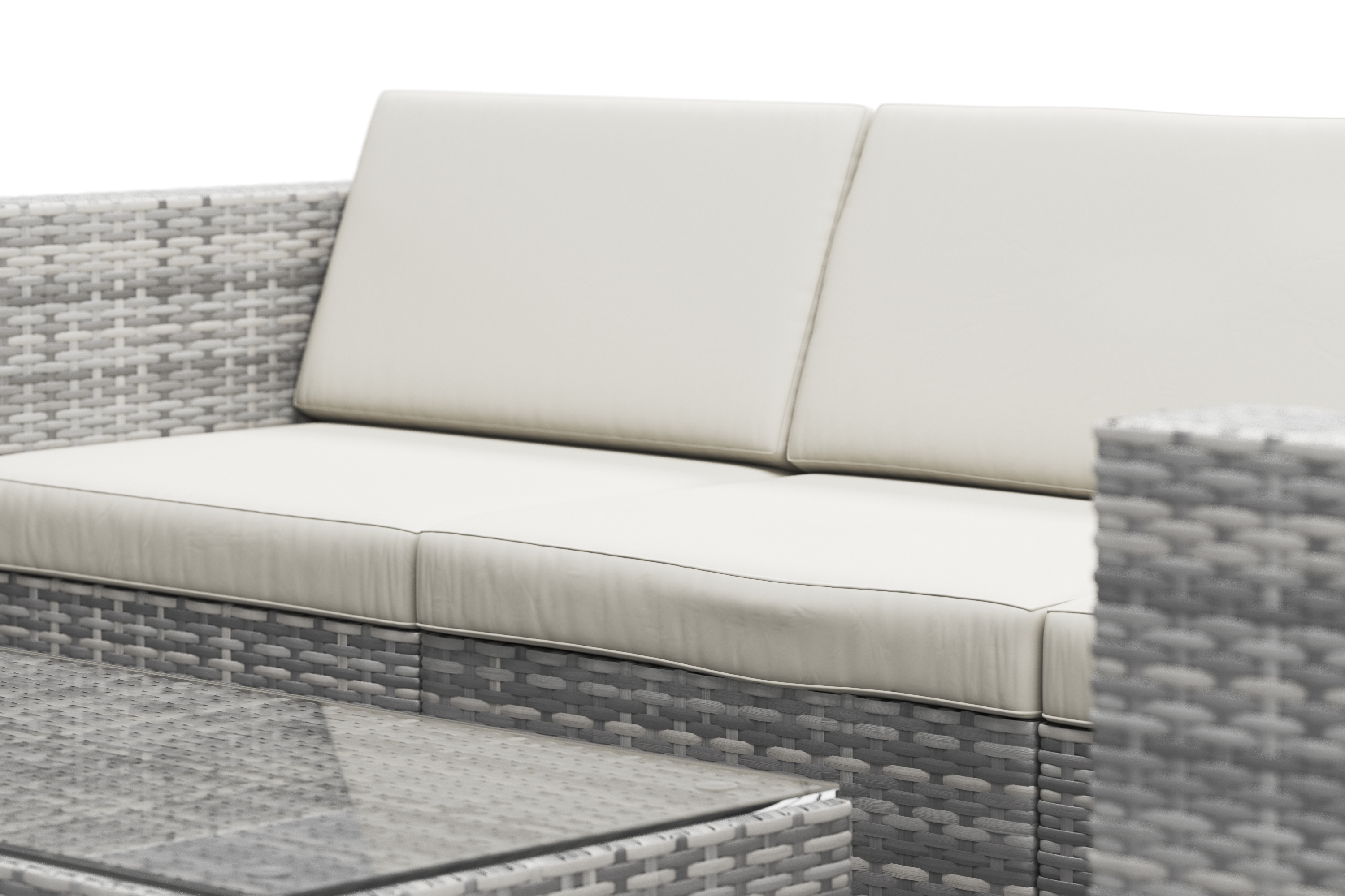 Rattanlounge mit Kissenbox BORA BORA grau/weiss