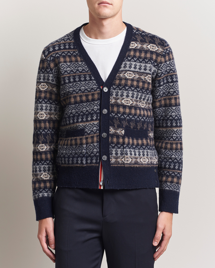 Thom Browne Fairisle Jacquard Cardigan Navy