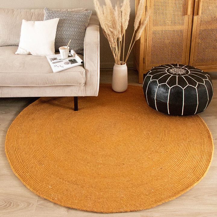 Rond wollen vloerkleed - Wise Geel | Kleur in huis brengen?