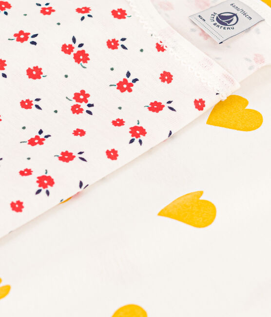 Lot de 2 pyjamas coeur et fleur petite fille en coton