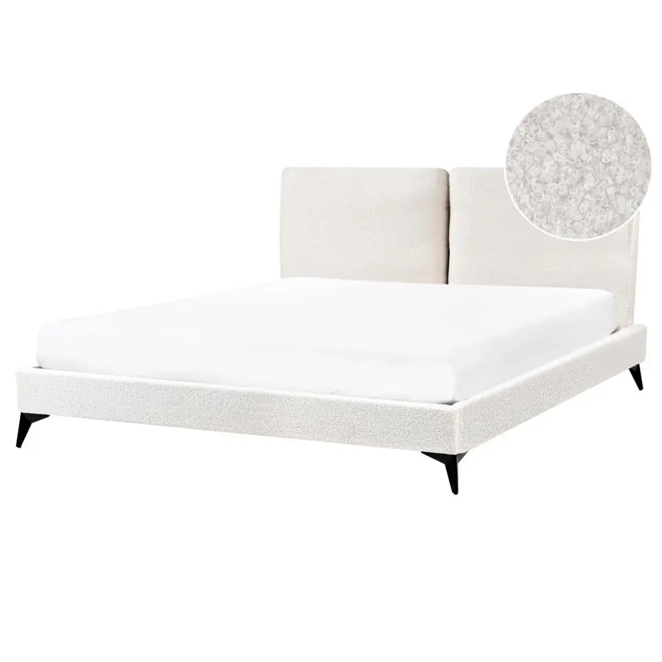MELLE - Tweepersoonsbed - Gebroken wit - 160 x 200 cm - Bouclé