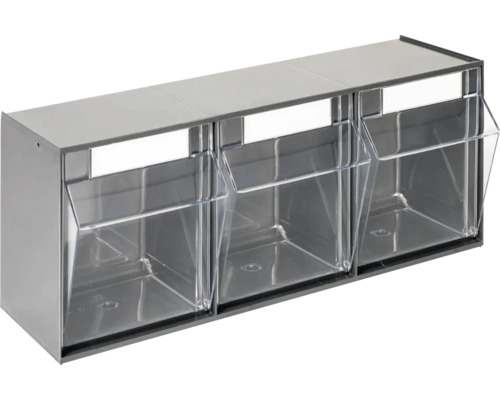 INDUSTRIEEL klein materiaalmagazijn, 3 compartimenten, 60 x 24,2 x 16,3 cm, antraciet