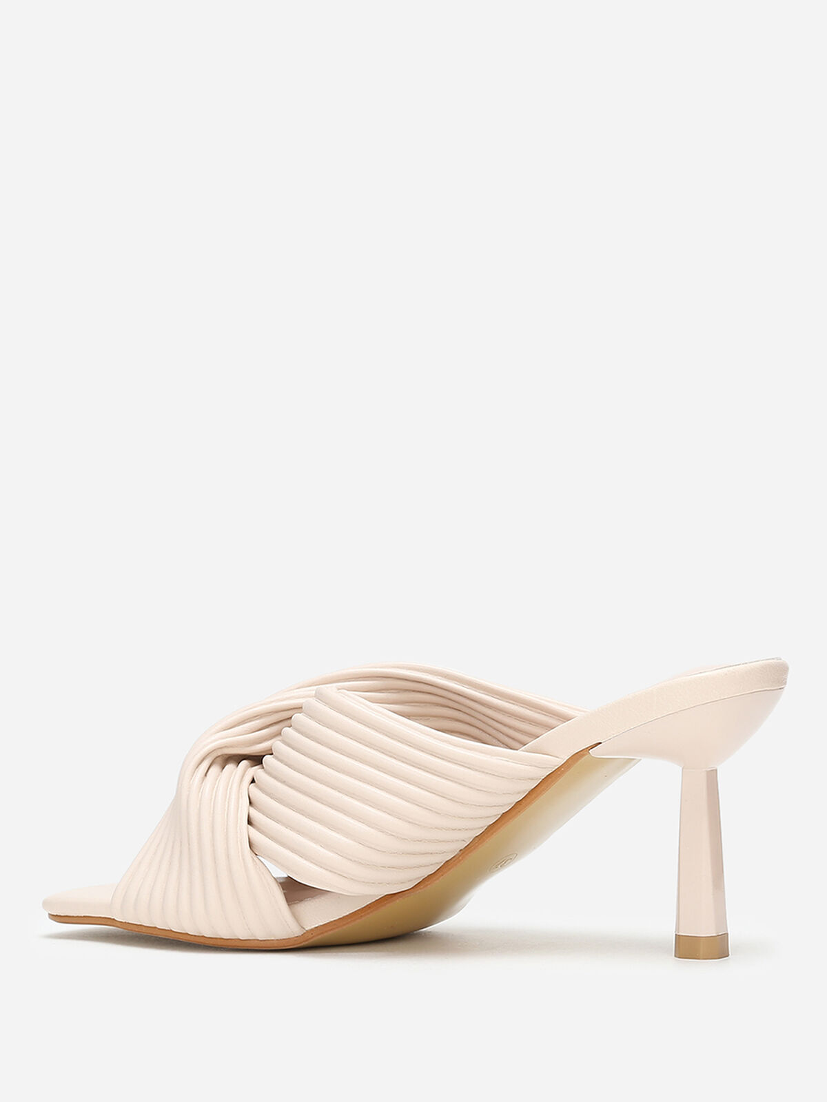 Mules à brides croisées et matelassées- Beige