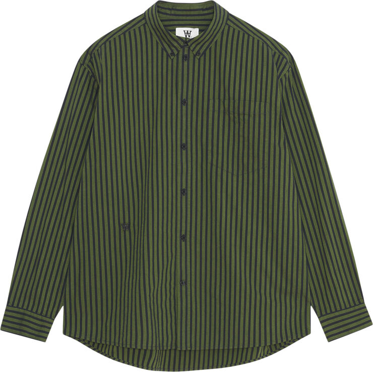 Wood Wood WWDay Striped AA Embroidery Shirt G Pear