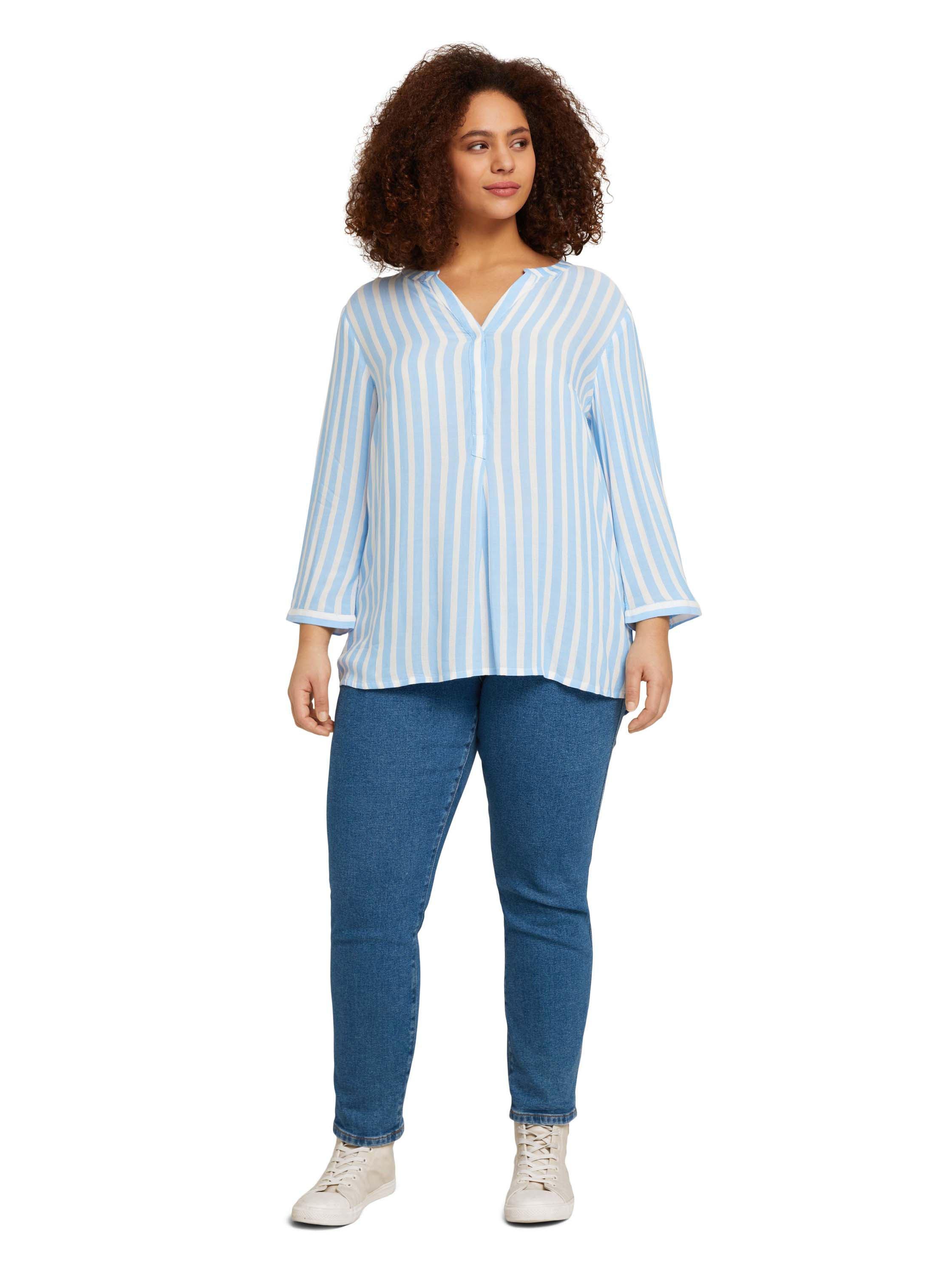 Gestreifte Tunika mit Henley-Ausschnitt