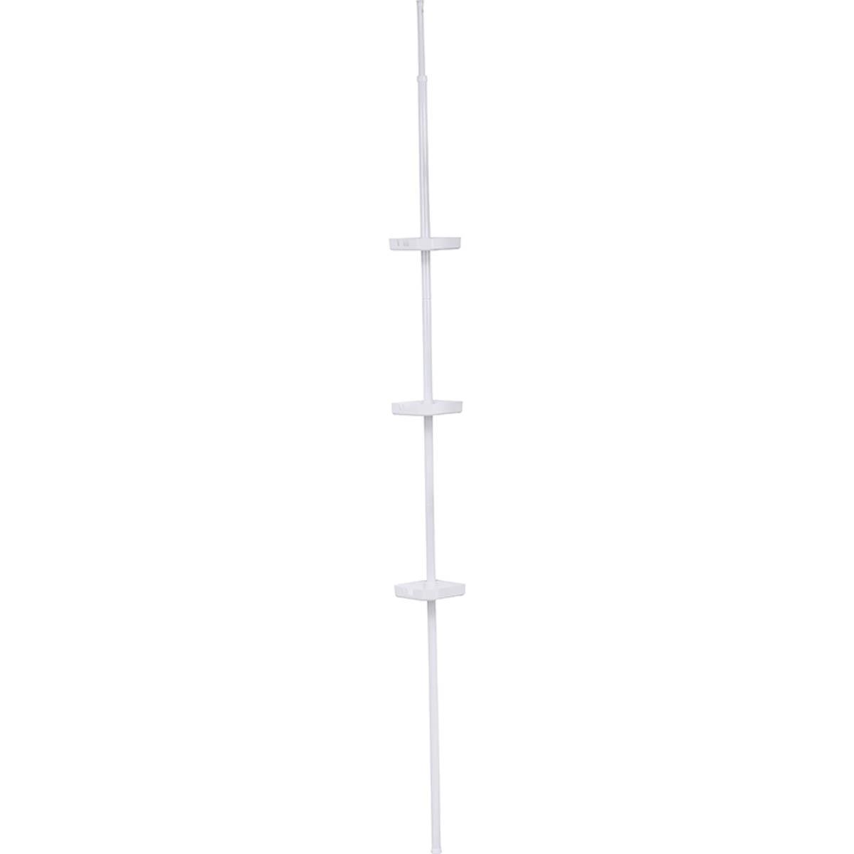 COLONNE TELESCOPIQUE TUBE METAL ET 3 ETAGERES BLANC