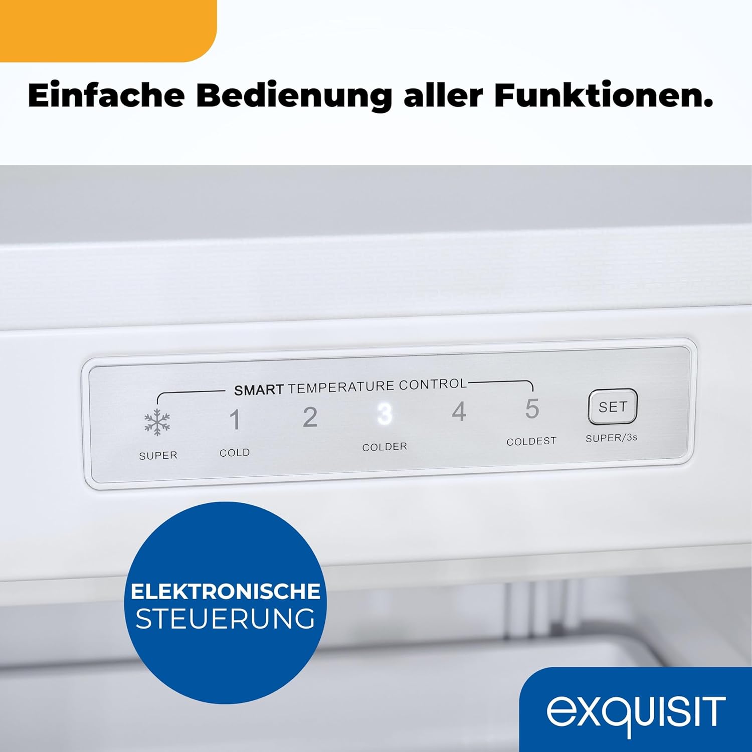 Exquisit Gefrierschrank | 168 l Nutzinhalt, Energieeffizienzklasse D, 40 dB(A) | hohe Bauform, 4-Sterne-Gefrieren, manuelle Temperaturregelung, wechselbarer Türanschlag | GS5230-H-040D weiss