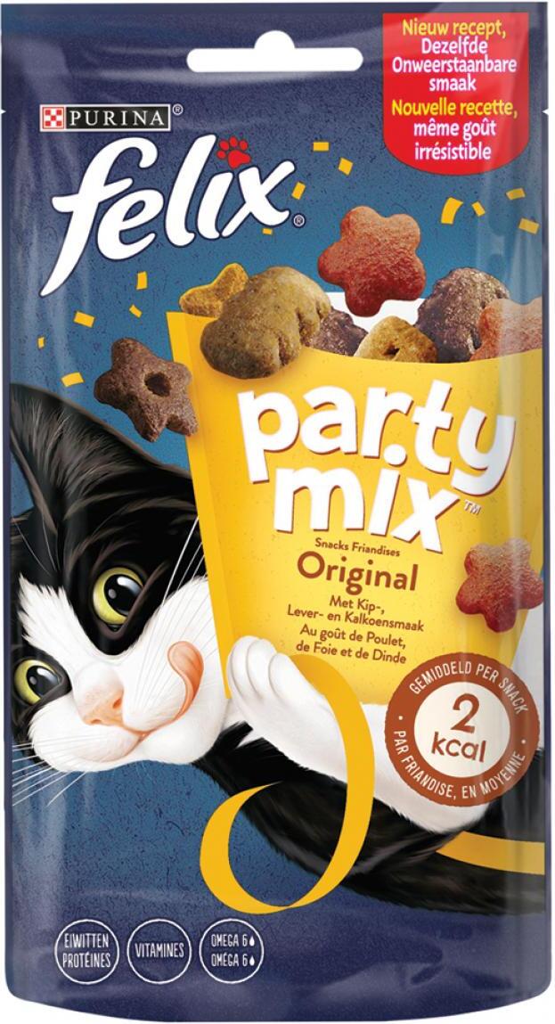 Felix kattensnack Partymix original mix kip en kalkoen 60 g