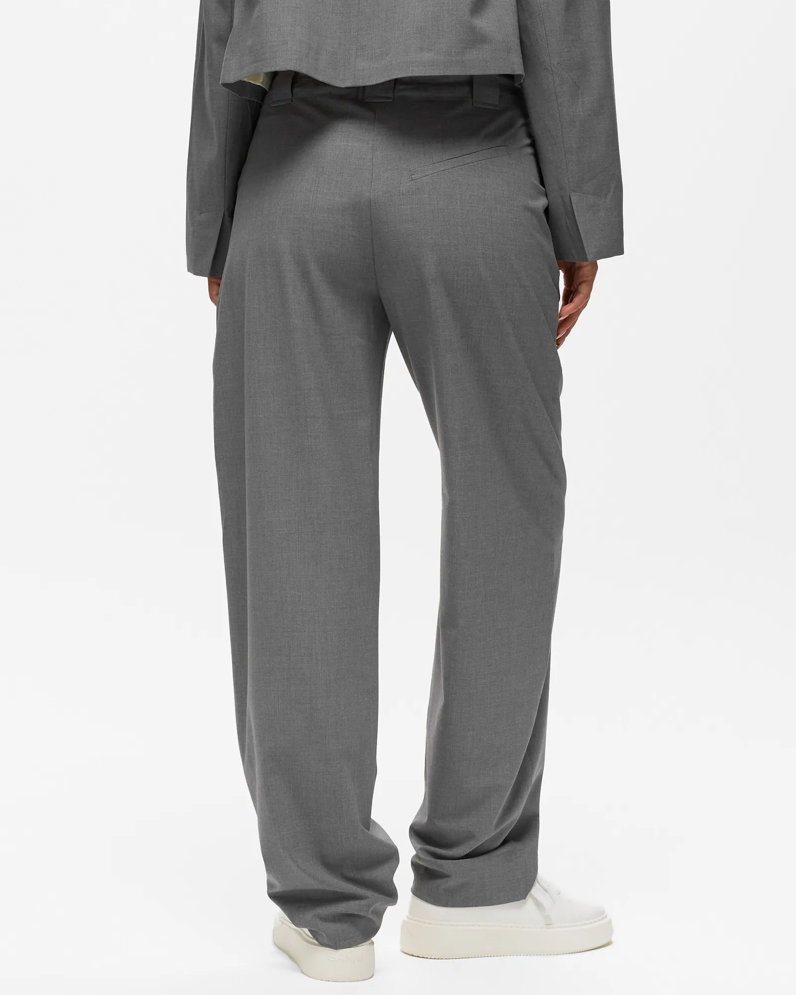 Ganni Drapey Melange Mid-High Waisted Pants