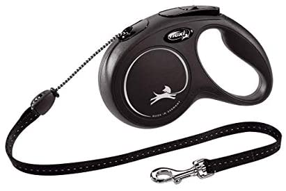 Guia de corda Flexi Classic M - Comprimento: 5 m - Peso máximo: 25 kg - Preta - Para cães