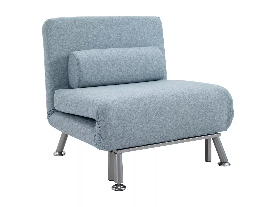Fauteuil convertible 3 en 1 chauffeuse lit avec coussin bleu