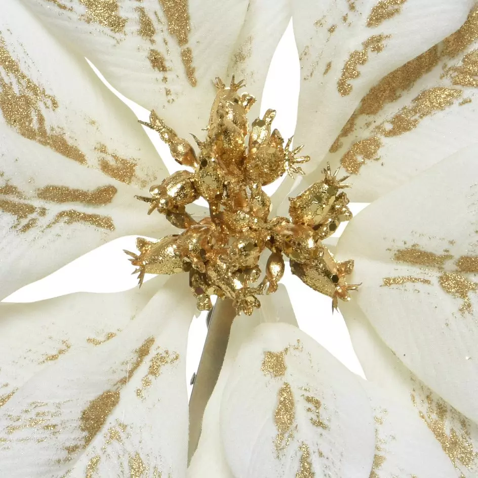 Poinsettia de Noël Velours sur clip (D24 cm) Blanc