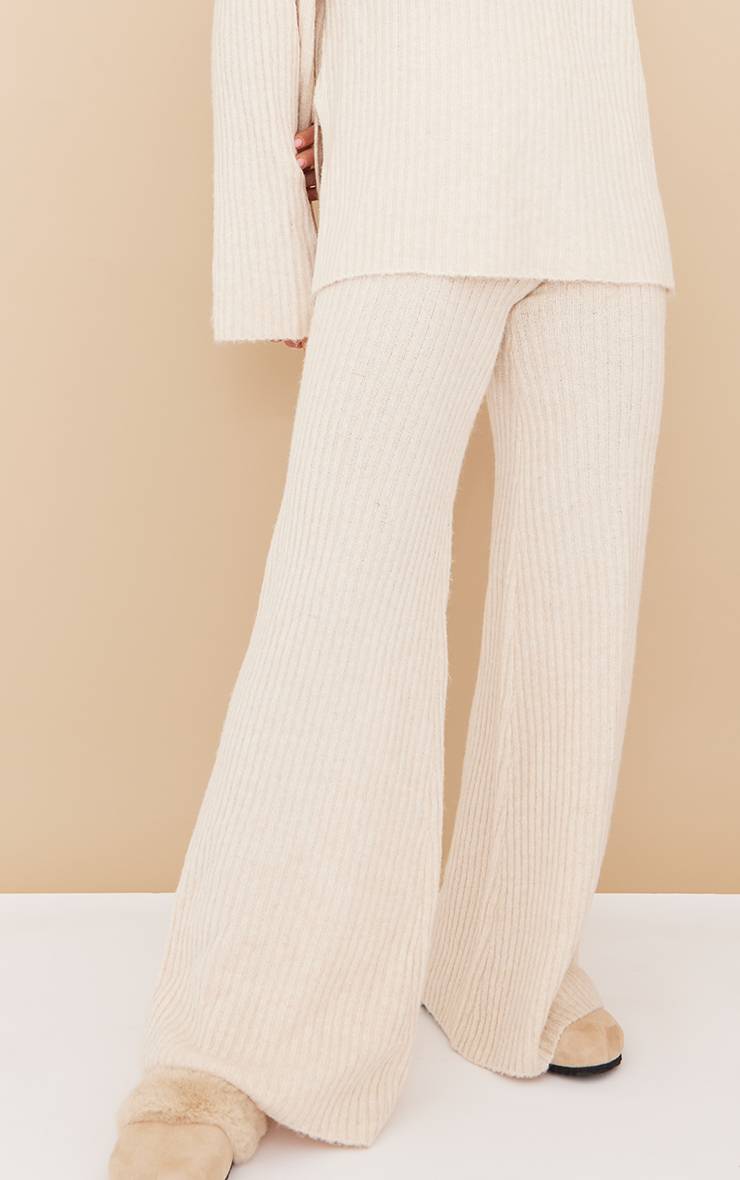 Avoine Pantalon Large En Maille Côtelée Luxe