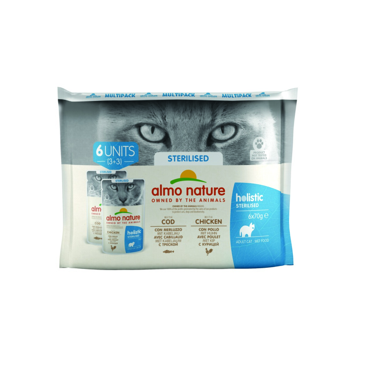 Almo nature Almo Holistic Sterilised Multipack 6x70 g mit Kabeljau & Huhn