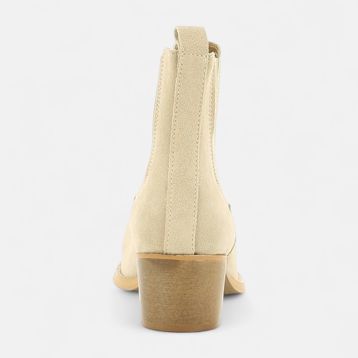 Boots chelsea à talon Femme en cuir beige