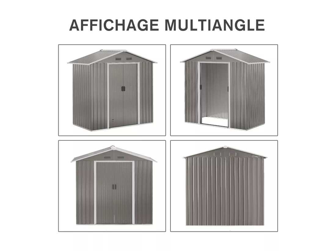 Abri de jardin - remise pour outils - cabanon porte verrouillable - dim. 194L x 110l x 184H cm - tôle d'acier gris