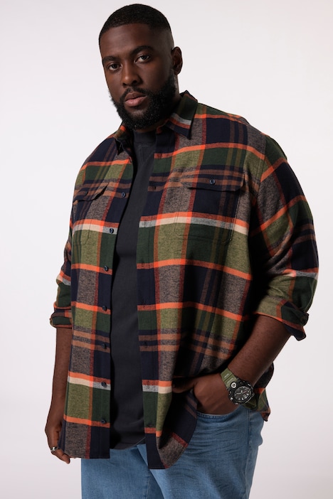 STHUGE Overshirt, Karoflanell, Langarm, oversized, bis 8 XL