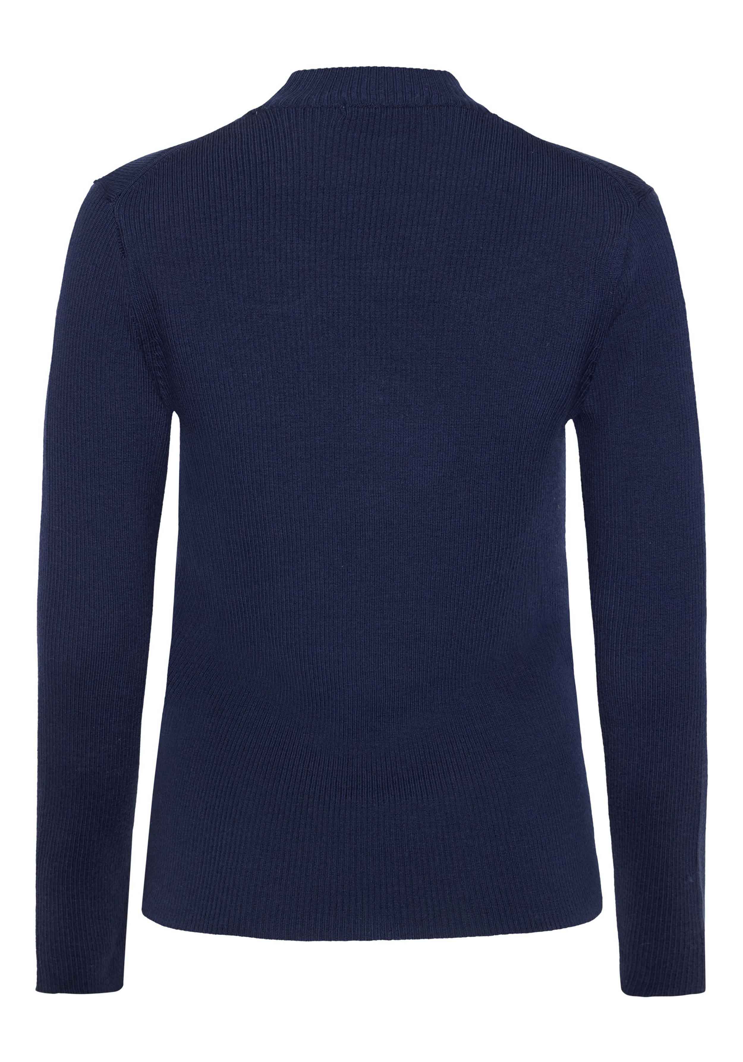 Knowledge Cotton Apparel Strickpullover Merino Rib Knit Total Eclipse