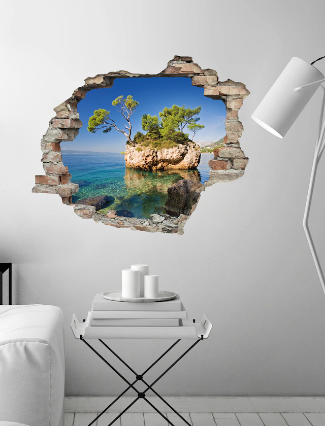 queence Wandtattoo »Insel« Wandsticker, Wandbild, selbstklebend, 3D, Wanddurchbruch