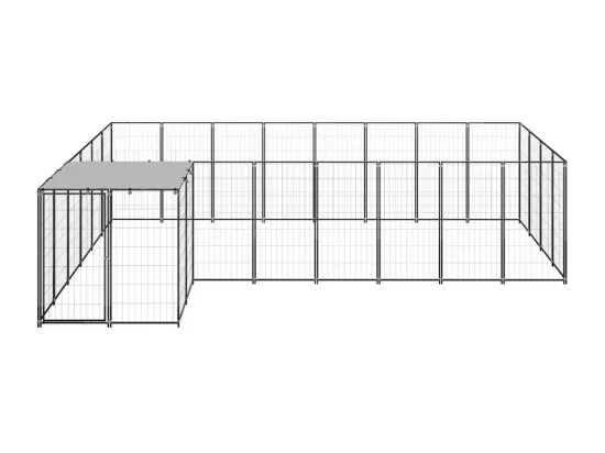 Chenil extérieur cage enclos noire 330 x 440 x 110 cm 02_0000487