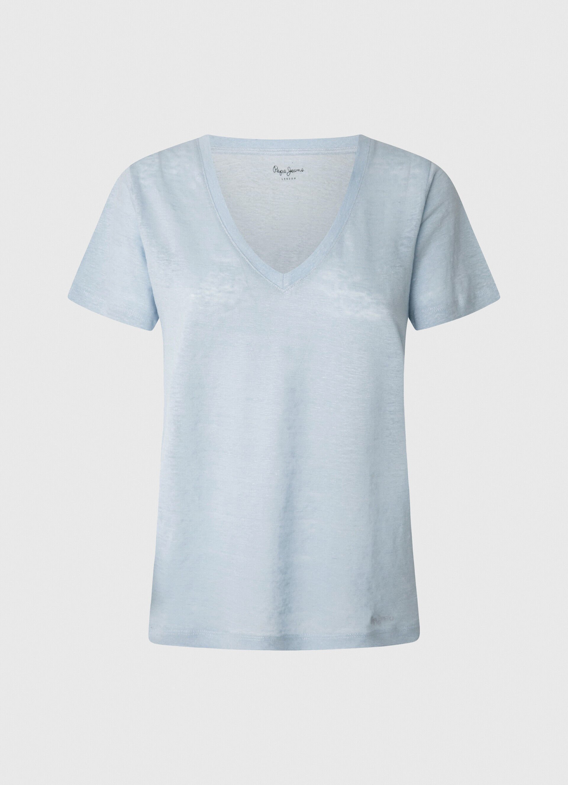 CAMISETA DE LINHO COM GOLA ALTA - azul-marinho
