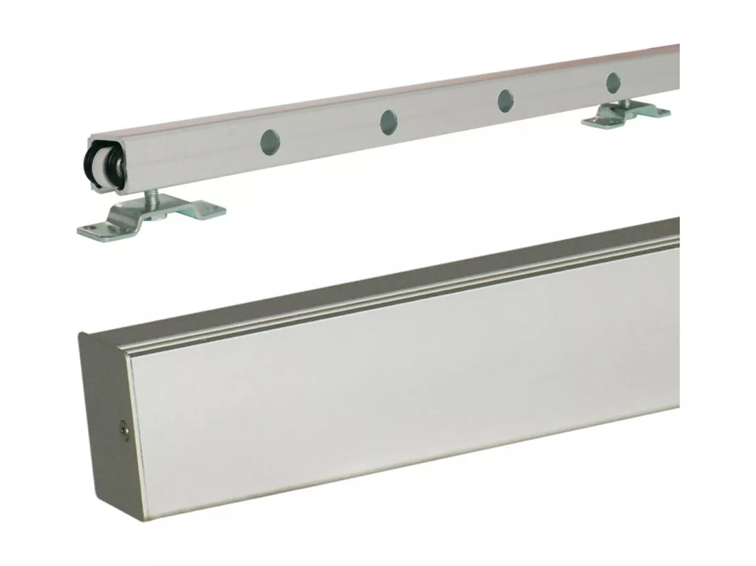 Porte Coulissant Athena Noir Vitree H204 X L83 + Rail Alu Gd Menuiseries